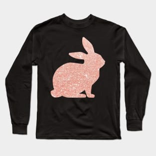 Rose Gold Faux Glitter Easter Bunny Long Sleeve T-Shirt